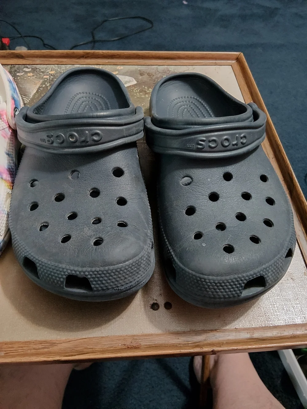 CROCS Women's Tie-Dye White and Navy Classic Clogs